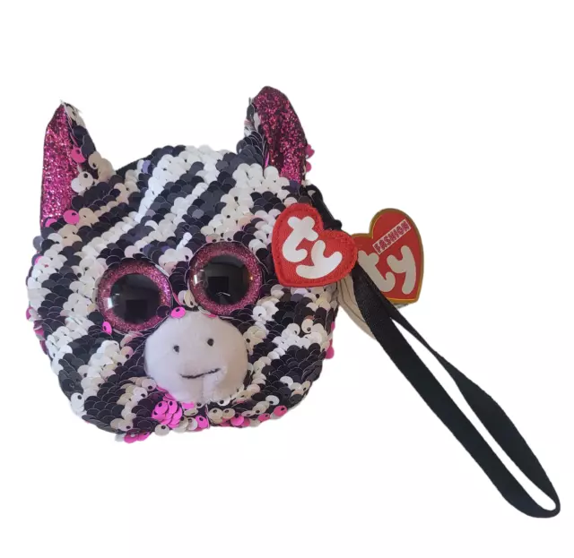 TY Gear Beanie Boos 5” Zoey flip sequin Fashion Wristlet Coin Purse Strap