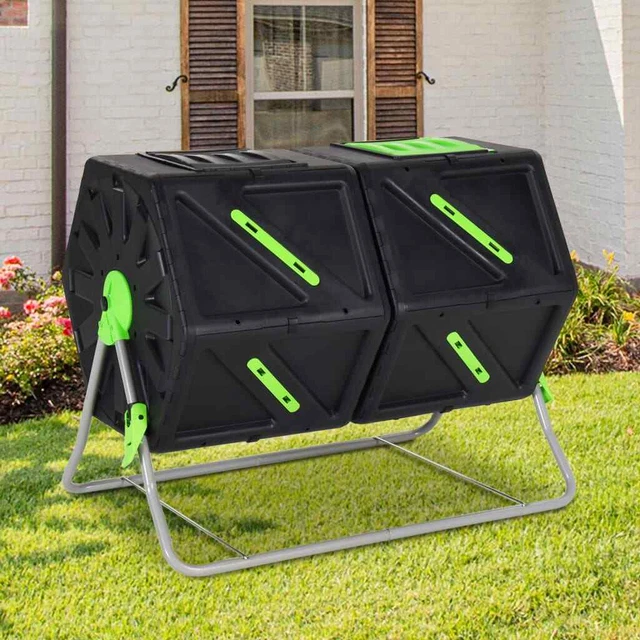 Compostador giratorio doble cámara PP 88x60x74 cm 210 L vidaXL
