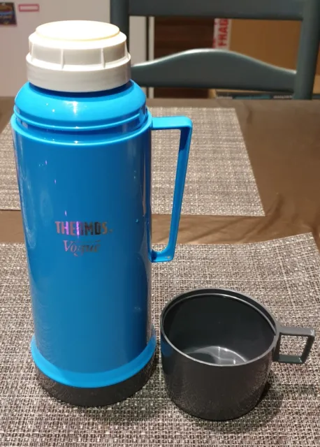Vintage Retro Thermos Vogue flask 0.45L BLUE Camping Outdoors With Cup