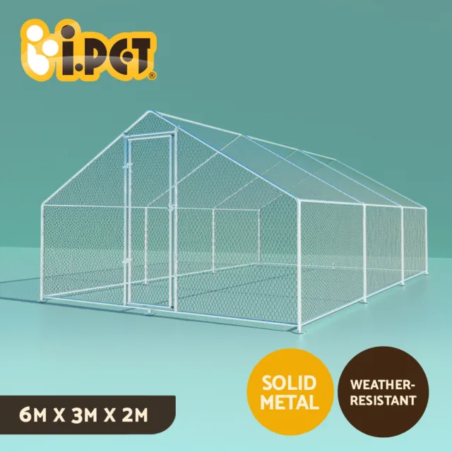 i.Pet Chicken Coop Cage Run Rabbit Hutch Large Walk In Hen Enclosure Cover 3mx6m