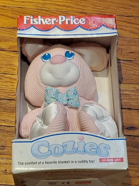 Vintage 1996 FISHER PRICE COZIES YELLOW Waffle Weave TEDDY BEAR BABY TOY New NIB