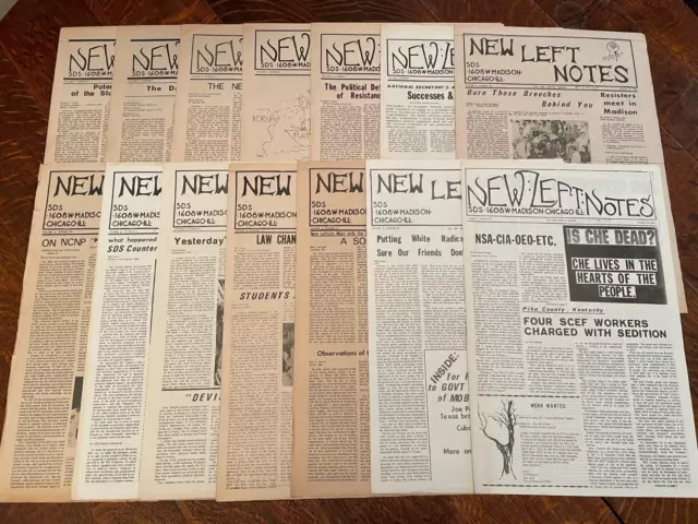 SDS New Left Notes Underground Counterculture Revolution Newspaper Lot 1967