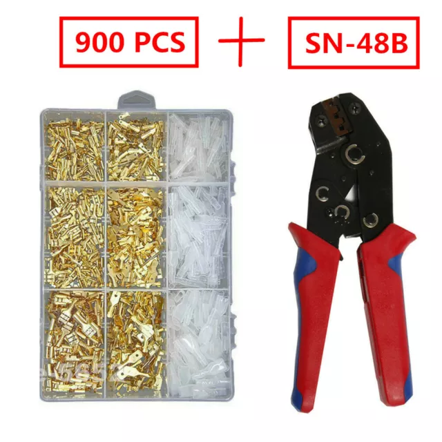 900PC Assorted Insulated Electrical Wire Terminal Crimp Connectors Kit Spade Set