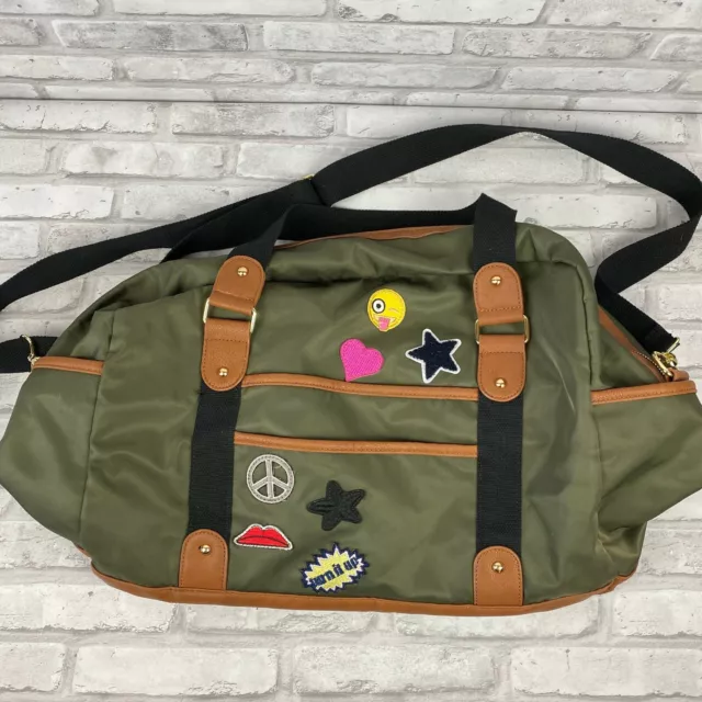 Steve Madden Girl Bag Olive Green w Custom Patches Duffel Tote