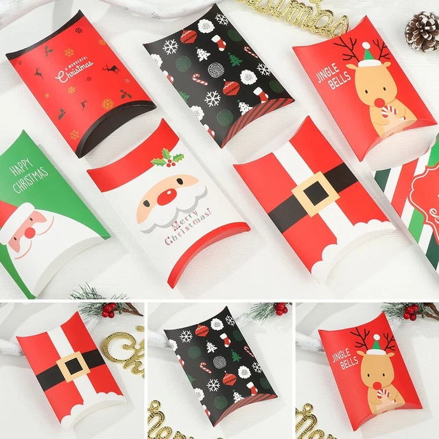 Scatole caramelle di carta da feste con forza forma cuscino scatola Natale