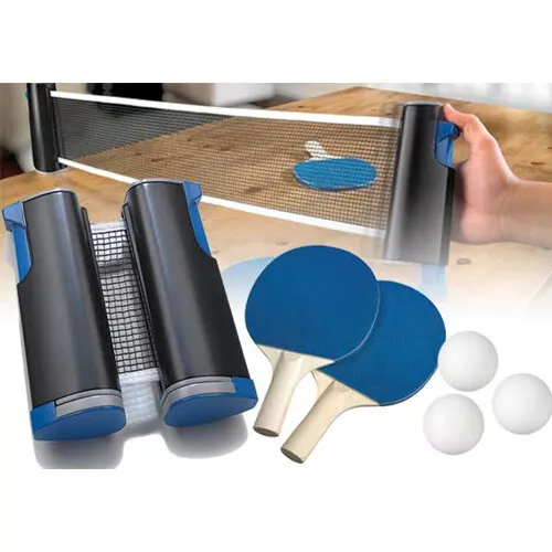 Retractable Table Top Tennis Equipment Fun Sport Xmas Gift Net Bat Ball Pin Pong