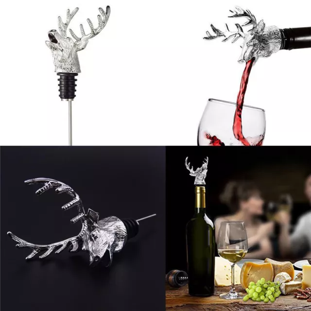 Deer Stag Head Wine Pourer Wine Bottle Stoppers Wine Aerators Bar Tools D&cx