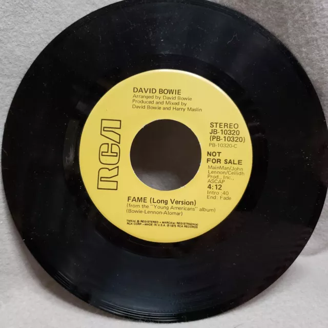 David Bowie Fame 45 rpm 1975 Promo Long and Short Version