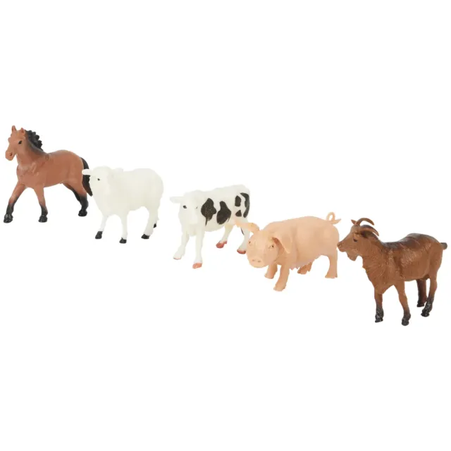 XXL Spielzeug Tiere Set Bauernhof Farmer 5 Figuren Pferd Kuh Schwein Schaf Ziege