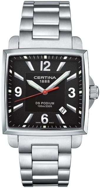 CERTINA 'DS Podium Square' quartz watch with a brand new strap, box and papers