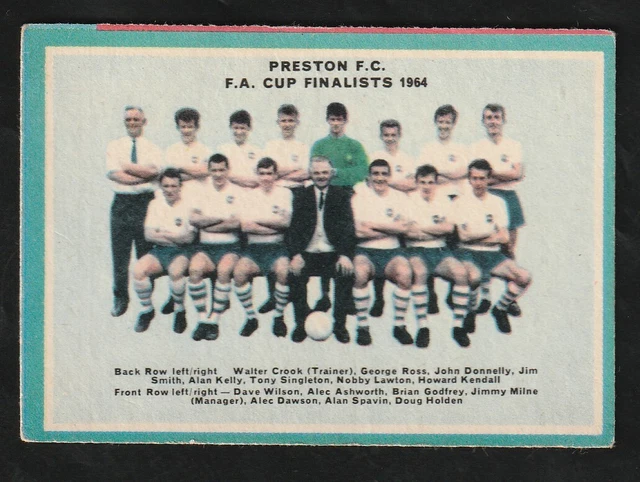 A&BC Bubble Gum Football Quiz 1964 marked check list PRESTON NORTH END # 103