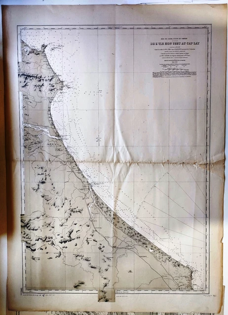 RARE CARTE MARINE ANCIENNE GOLFE du TONKIN de L’ILE HON TSEU TSU AU CAP LAY