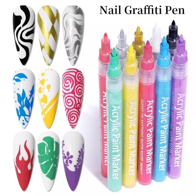 Art Ongles Graffiti Stylo Abstrait Lignes Fleur Croquis Dessin Outils Ong ,