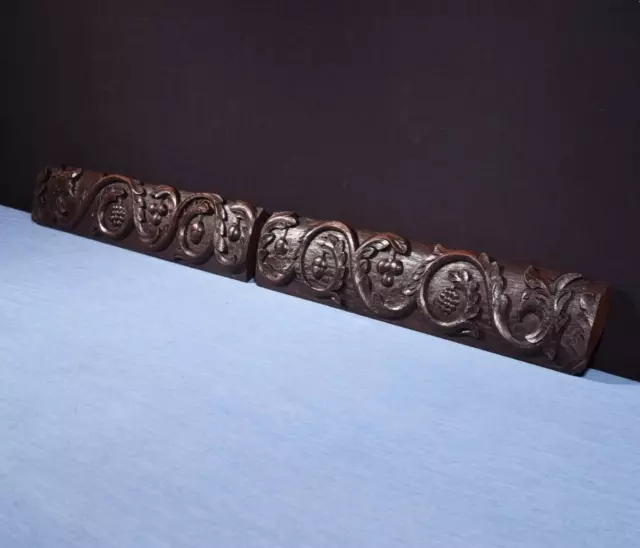 *French Antique Highly Carved Architectural Trim Panels in Solid Oak Salvage