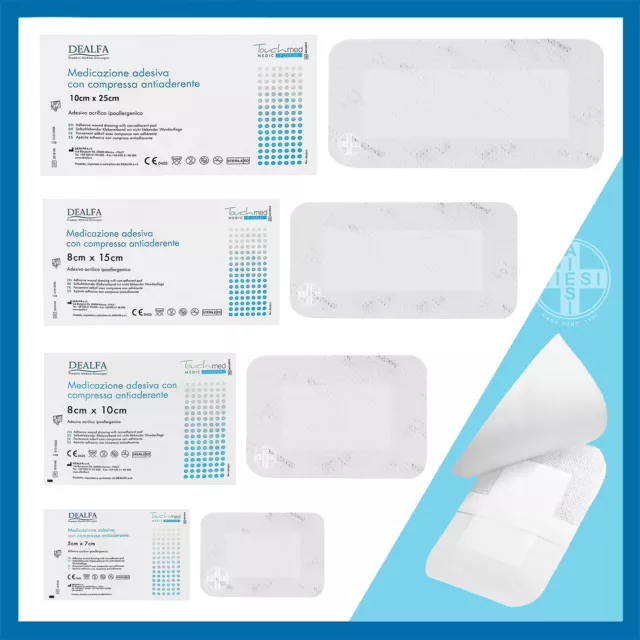 10 Medicazioni adesive sterili in TNT 5x7 8x10 8x15 10x25 - cerotti medicazione
