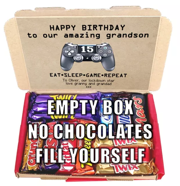 PLAYSTATION GAME BIRTHDAY BLANK GIFT BOX CARD NO CHOCOLATES!! Letterbox YOU FILL