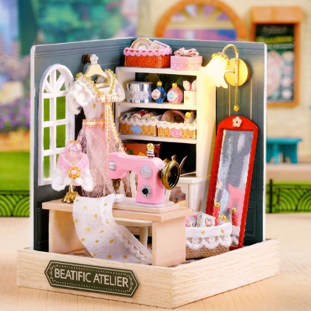 DIY MINIATURE DOLLHOUSE Room Wood Doll House With Furniture (Happiness