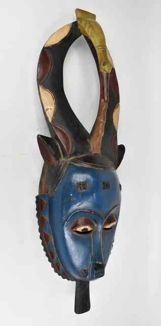 Blue Guro Mask with Bird Cote d'Ivoire African Art