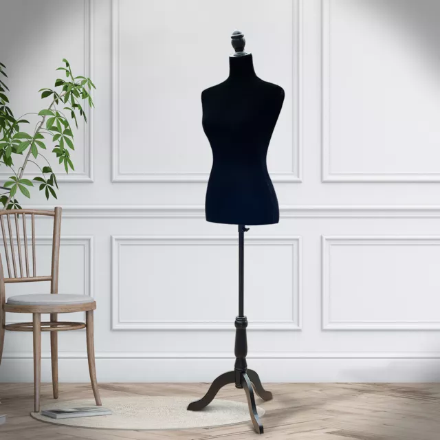 HOMCOM Dress Form Female Mannequin Torso Dressmaker Stand Display w/ Base Black