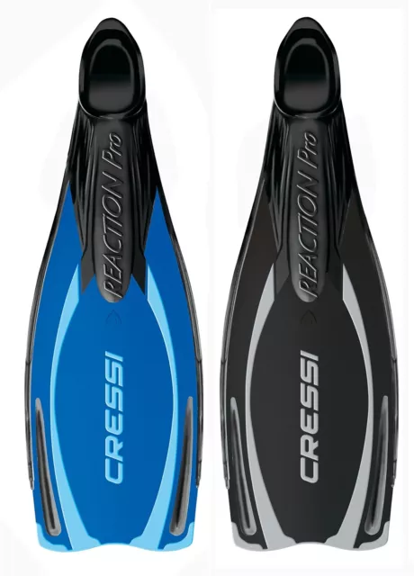 Cressi Sub Reaction Pro Full Foot Fins Scuba Diving Snorkeling BLUE or BLACK