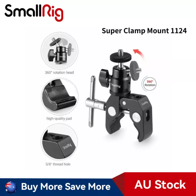 SmallRig Super Clamp with 1/4 3/8 Thread for Camera Monitor Ball Head Mount 1124