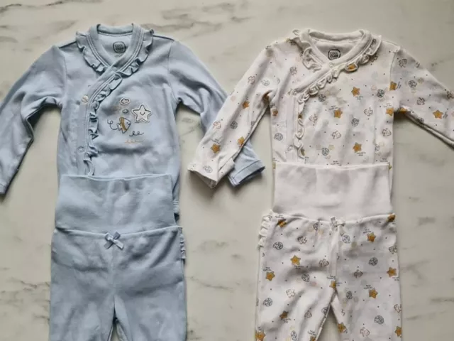 H&M 2 X Baby Girls Sleepsuits Babygrow Playsuit 0 - 3 MONTHS