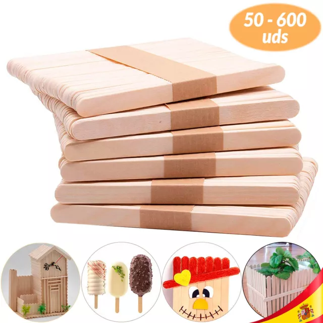 Palos de Helado Plano Natural Palitos de Madera Bricolaje Manualidades Cole DIY