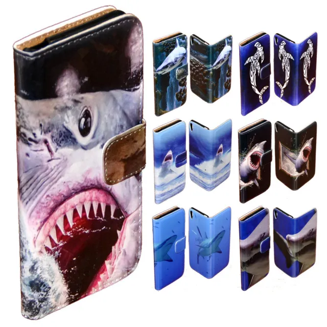 For Nokia Series - Shark Print Theme Wallet Mobile Phone Case Cover #2