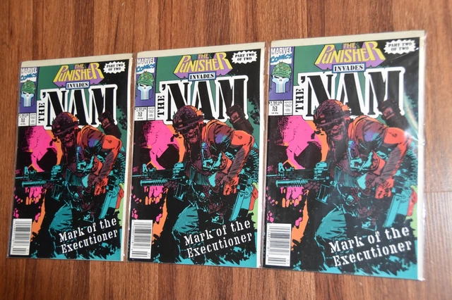 1990 Lot of 3 the Punisher Invades NAM # 53 Marvel Comic Book Executioner part 2