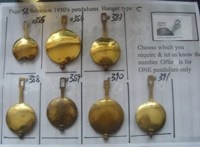 PAGE 53 choice of CLOCK pendulum for  1930's  clocks Choose the one you want