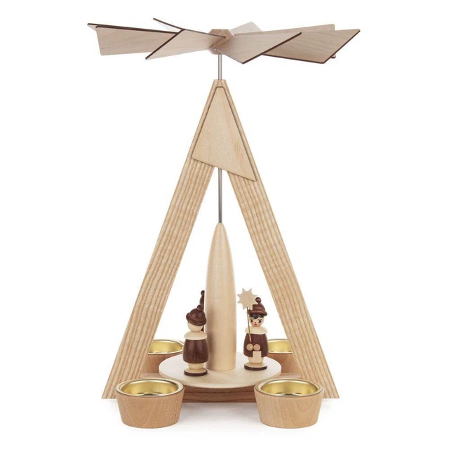 Pyramide de Noël en bois de 14 pouces avec 4 Benin