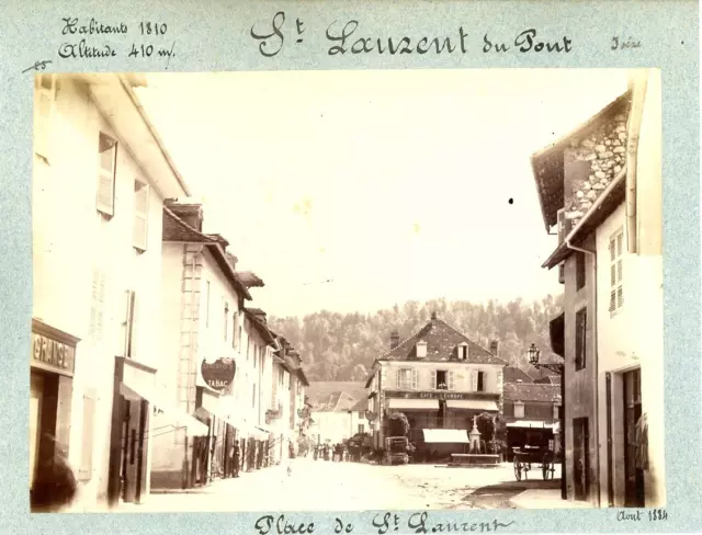 France, St. Laurent du Pont, Place de St. Laurent  Vintage albumen print.  Tir