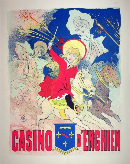 Jules CHERET : Casino d'Enghien, LITHOGRAPHIE originale signée, 1898