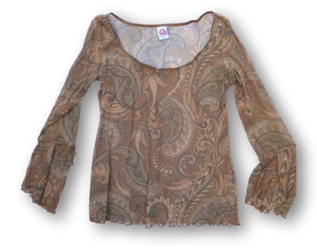 JW Japanese Weekend Maternity Women's M Brown Paisley Stretch Mesh Top
