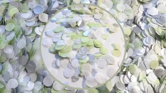 Biodegradable Wedding Tissue Paper Confetti - Sage Green, White, Silver