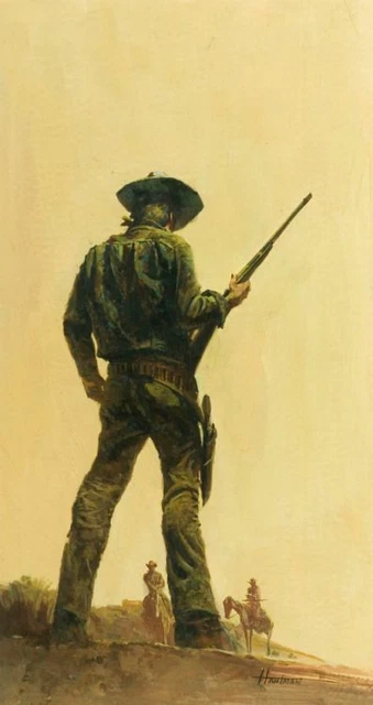 Tableau Toile Western Cowboy 50x70 Cm - Scène Populaire Multicolore (neuf)