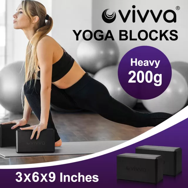 Vivva Yoga Block Brick Belt Foaming Home Exercise Practice Gym Sports Tool Black