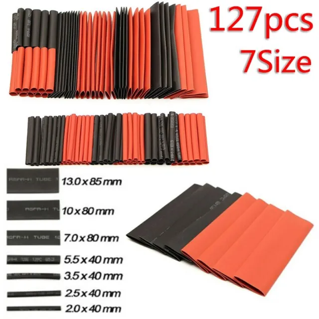 Premium 127 pièces noir rouge tube rétractable assortiment matériau polyoléf