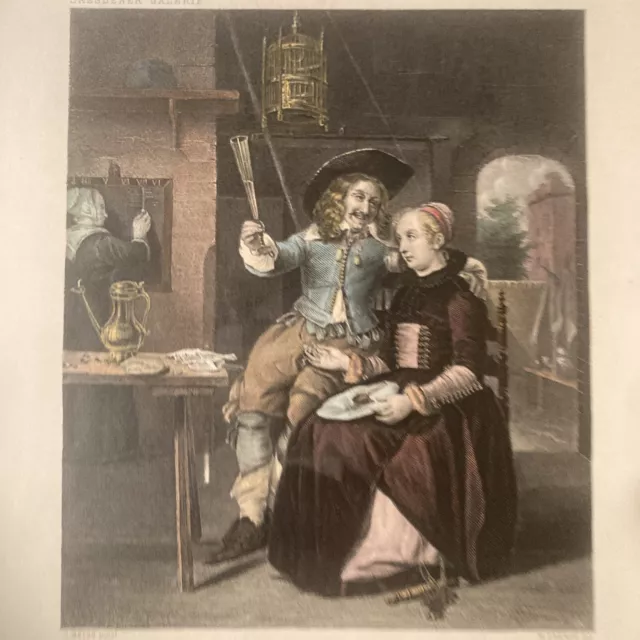 Gabriel Metsu, In The Tavern, Dresden Gallery 19thc Etching Aquatint 6x5”