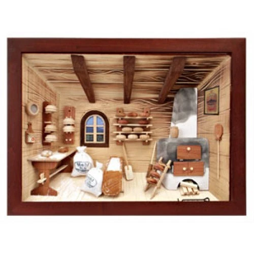 GERMAN 3D WOODEN Shadow Box Picture Diorama Bread Pastry Kitchen Bakery