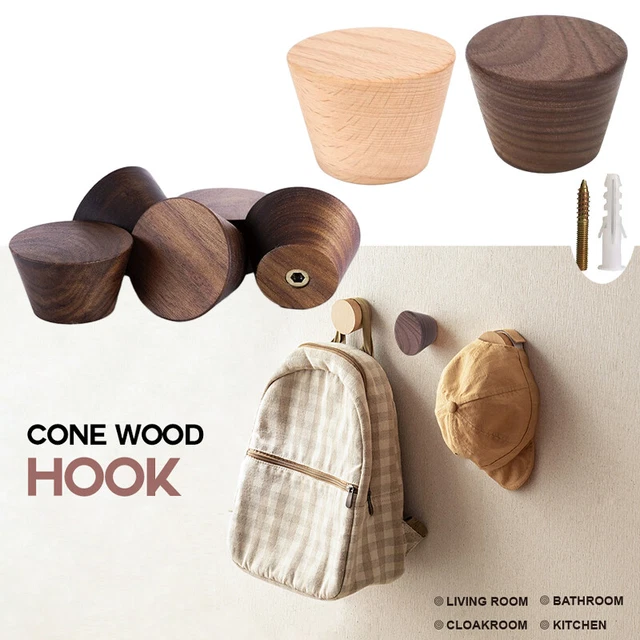 Solid Wood Hooks Home Wall Mounted Home Towels Coat Hat Wooden Hanger Rack Decor