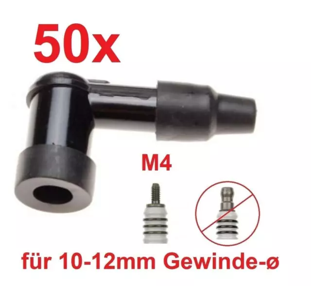 50x Connecteur de Bougie 90° 34 X 48 MM pour M4 Connexion 10 - 12mm Bougies