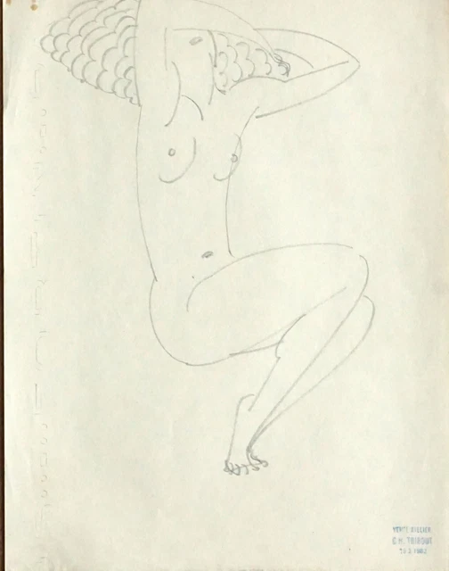 G.H.TRIBOUT   ""Etude de geste de Mlle Ida Rubinsten""  dessin original