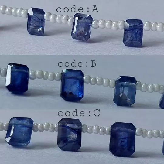 Natural Blue Sapphire Side Drilled Faceted Octagon Shape Briolette 4x6 To 6x8 Mm