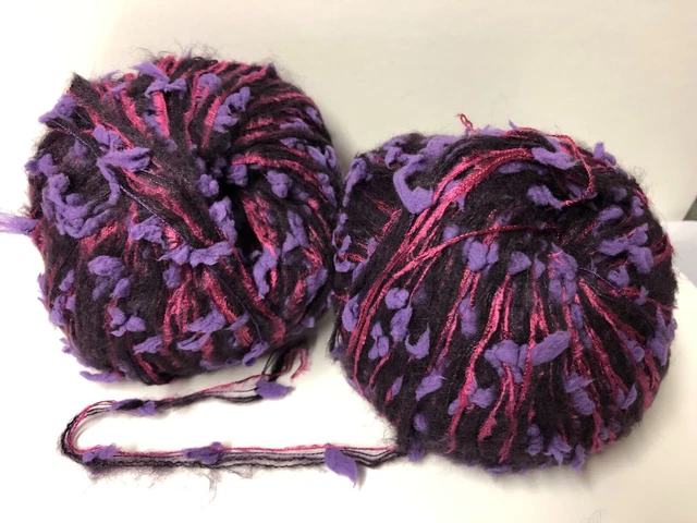 Lot De 10 Pelotes De Laine Style Mohair – Couleur Rose Cassis, Fabrication Italienne, Acrylique/laine