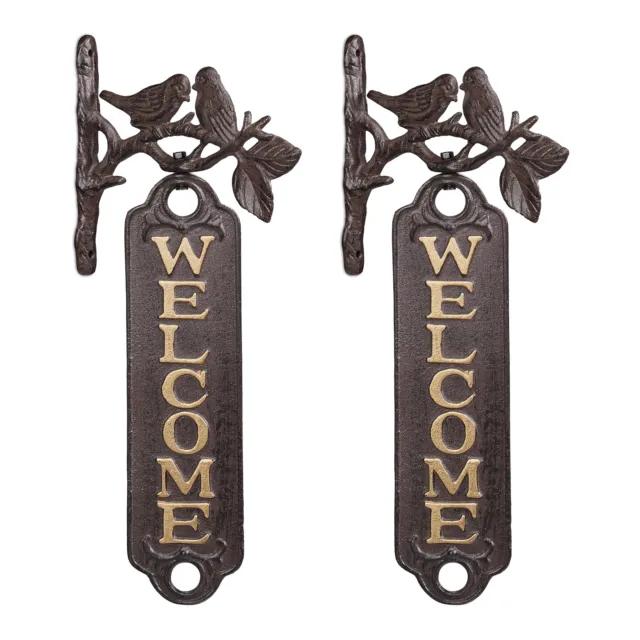 2 letreros bienvenida Placas exterior vintage con pájaros Placas welcome hierro