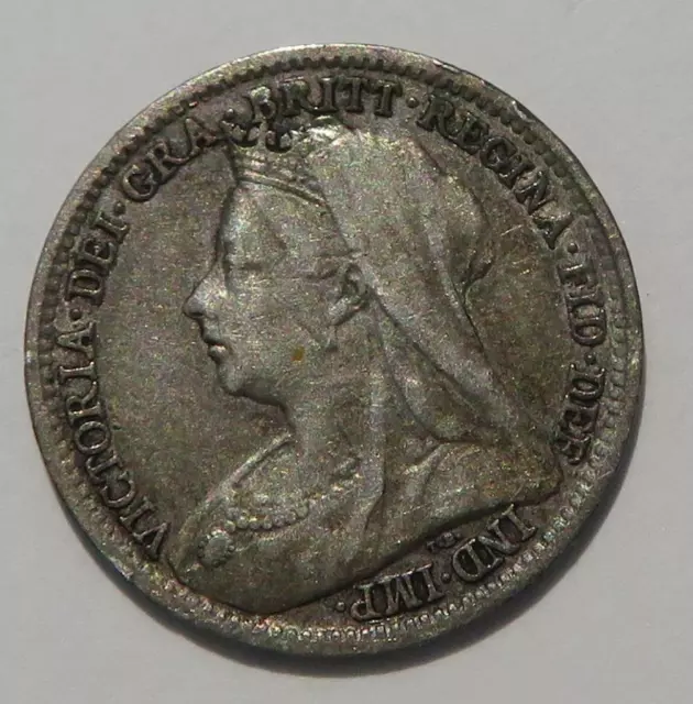 1898 Three Pence UK GB 3 Pence 1.4g of .925 Silver KM# 777 A299