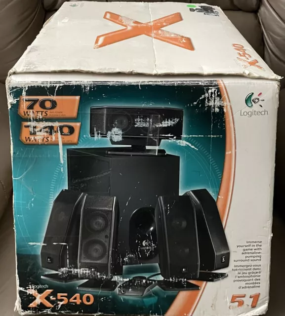 Logitech X-540 Subwoofer & Speakers 5.1 Surround Sound System EX Cond. w/ Box