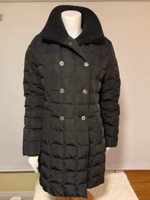 Elegant Used TRINA TURK Ribbed Collar Double Breasted Long Down Coat Women's M