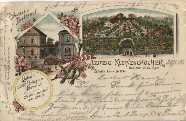 AK Leipzig Kleinzschocher, 1901, Terasse Restaurant, Konzert-/ Ballsaal, Garten
